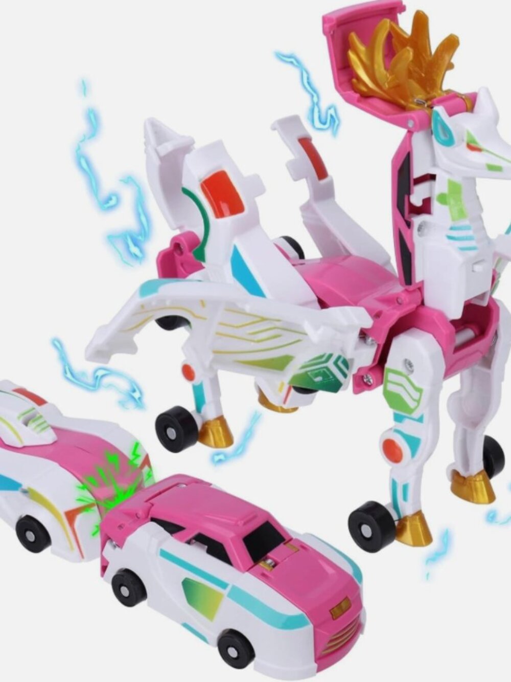 2 PCS - 2-in-1 Car to Deer Transformation Car Toy-Magnetic Collision Toys, 3"x2"